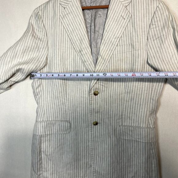 Express Blue Pinstripe Seersucker Blazer Jacket - Size 40/R - Picture 6 of 7